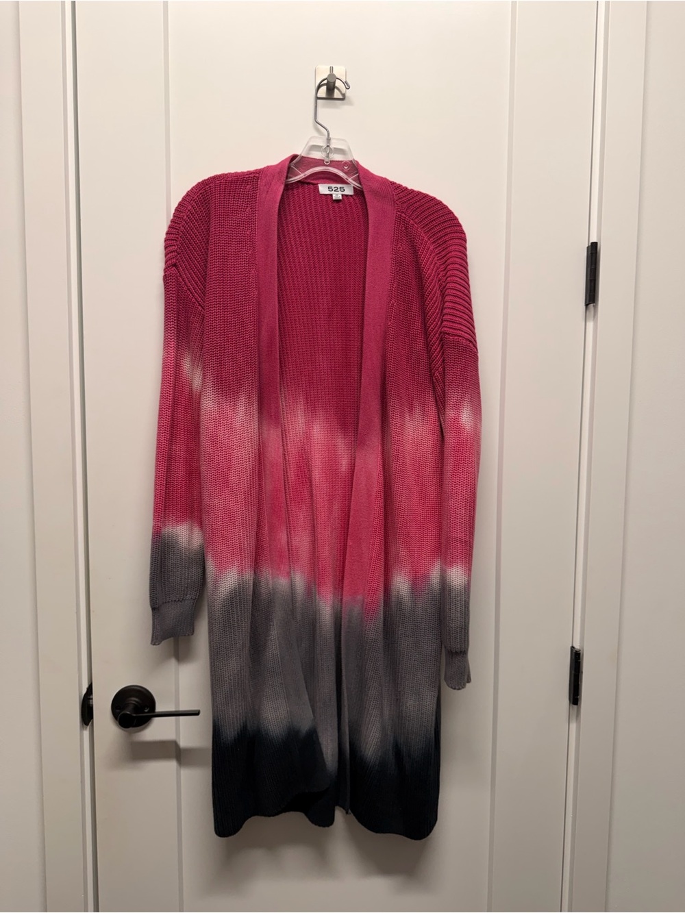 525 America Pink to Gray Ombre Long Open-Front Cardigan
